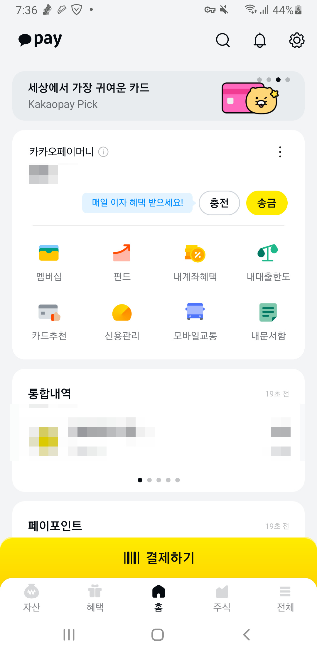 카카오페이 앱 화면