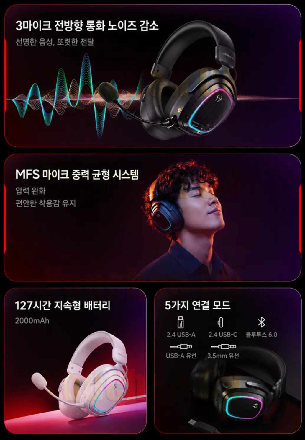 큐씨와이 QCY Heroad GT2 무선 게이밍 헤드셋 헤드폰