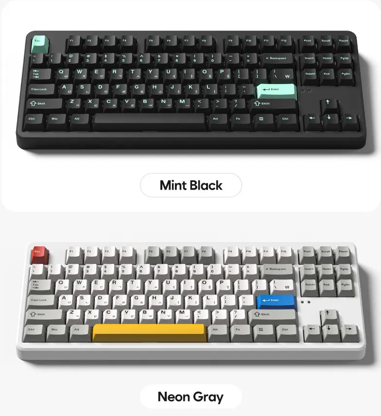 FL-ESPORTS NX87HE/108HE 유선 8K 래피드 트리거 자석축 키보드 네온 그레이, 저소음스톰축